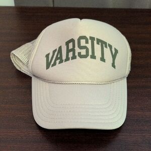 Varsity Beige and Green Cap